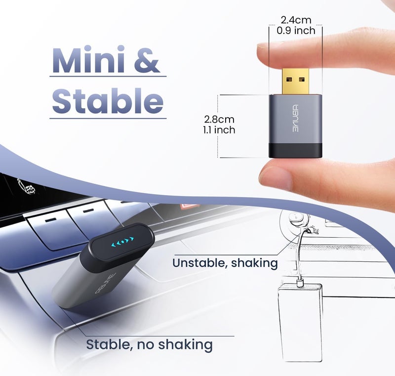 Abune 2025 Mini Wireless CarPlay Adapter for iPhone & Android Auto, Easy to Use Bluetooth Dongle with Fast Stable Connection, Converts Wired to Wireless Car Play Adapter, for 2016+ Vehicles with USB-A/C - Image 2